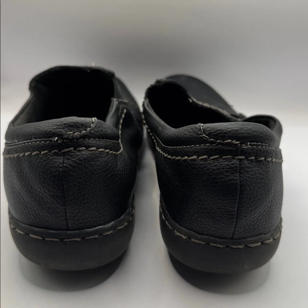 Clarks Ashland Effie Black Leather Slip-On Loafers Size 9 Comfort OrthoLite